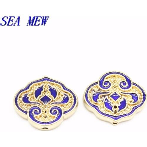 10 PCS 20*17mm Vintage Alloy Enamel Drops Of Glaze Nepal Auspicious Clouds Spacer Beads Hole Bead For Jewelry Making 331bz