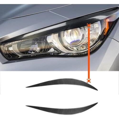 2Pcs Car Headlights Eyelids Eyebrow Carbon Fiber Car Headlight Modification Stickers Infiniti Q50 2014-2019 Styling Accessories