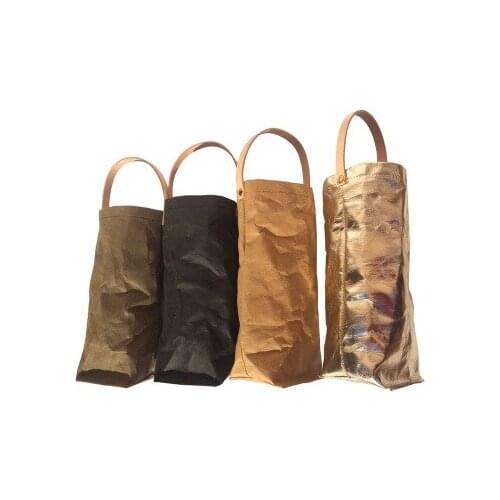 20pcs Nordic Style Wine Bottle Bags Washable Kraft Storage Bags Reusable Washed Kraft Paper Wine Bags Champagne Bottle Carrier