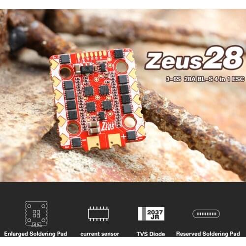 30x35mm HGLRC Zeus 28A 3-6S Blheli_S 4in1 ESC w/ Current Sensor Electronic Speed Controllers ESC for FPV Racing Drone Quadcopter
