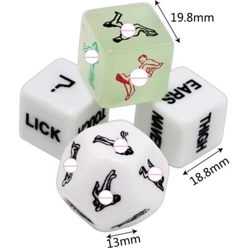4pcs 12 sides Funny Sex Dice, sex pose luminous dice Romance Position Love Adult Games sex Toys Erotic Craps Pipe For Couples