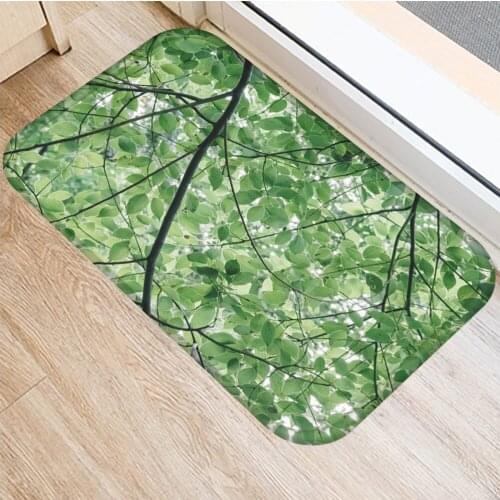 40x60cm Cute Diy Print Floor Mat Bathroom Ground Mat Slip Door Bath Pad Rug Living Room Carpet Green Leaf