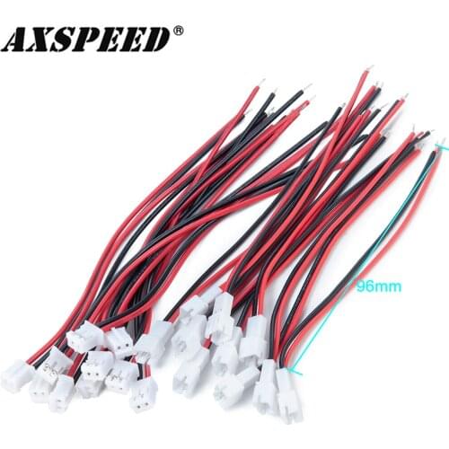 AXSPEED 10PCS PH2.0-2P Male and Female Connector Cable with Wire 96mm for 1/24 Axial SCX24 RC Car Battery Upgraded Parts