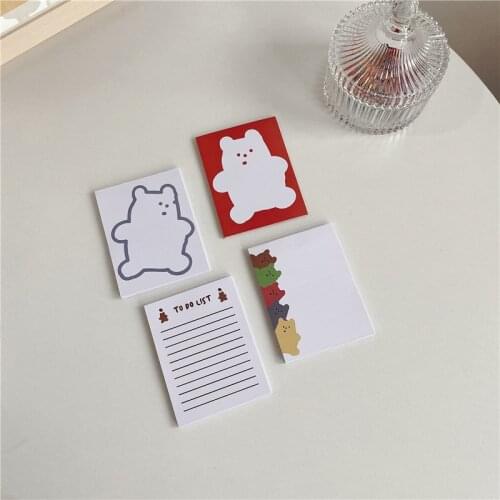 Cartoon Cute Bear To Do List Memo Pad Korean Ins Notepad Record Note Paper School Message Paper Kawaii Decor Stationery 50sheets