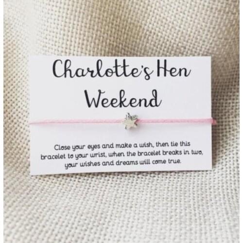 Personalize text hen weekend wedding birthday wish bracelets, friendship jewellery gifts, New Year Christmas baby shower gifts