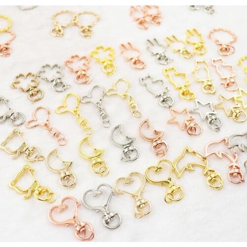 13 Style 5 Color Animal Key chain Lobster Clasp Hooks Key Ring Heart Dog buckle DIY Making KeyChain Jewelry Supplies Finding