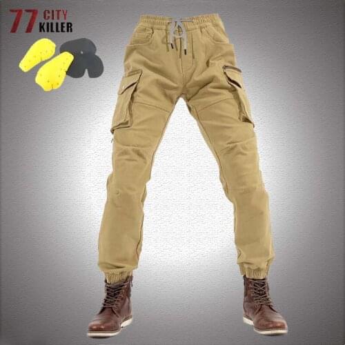 Military Cycling Cargo Pant Men Motorcycle Multi-pocket Riding Harem Trousers Fleece Warm Motocross Joggers With Protective Gear