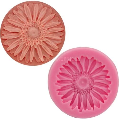 Flower chrysanthemum sunflower Silicone Fondant Shop 3D Cake Mold Cupcake Jelly Candy Sugar Decoration Baking tool FQ1780