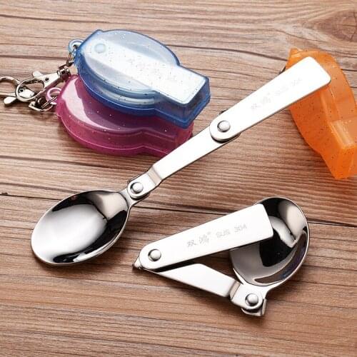 Travel Portable Tableware Outdoor Camping Salad Spoon 304 stainless steel folding spoon and fork