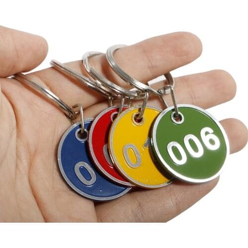 Metal Sign Keychain Signage With Ring Digital Label Tag Number Card Plate With Key Chain Customization Color And Number Tag