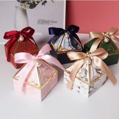 New Gem Tower Bronzing Candy Box Small Cardboard Box Wedding Card Box DecorationPaper Gift Box Packaging Event & Party Supplies