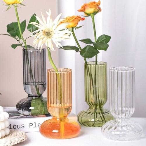 New Nordic Glass Vase Home Small Hydroponic Plant Glass Bottle Living Room Decor Dried Flower Decoration Transparent Flower Vase