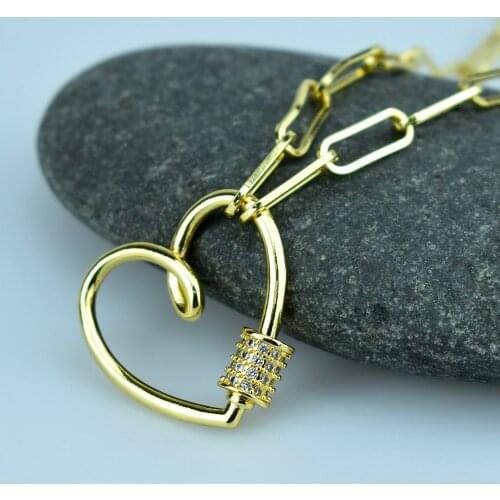 2020 New Golden Heart-shaped Spiral Buckle Pendant Necklace RainbowAAA Cubic Zircon Necklace for Women Party Birthday Gift