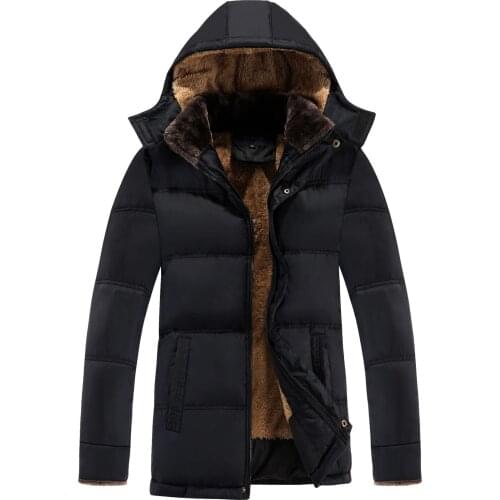 Middle-aged Cotton-padded Clothes Winter Mens Dad Cotton-padded Clothes Fur Collar Plus Velvet Thick Old Man Cotton-padded