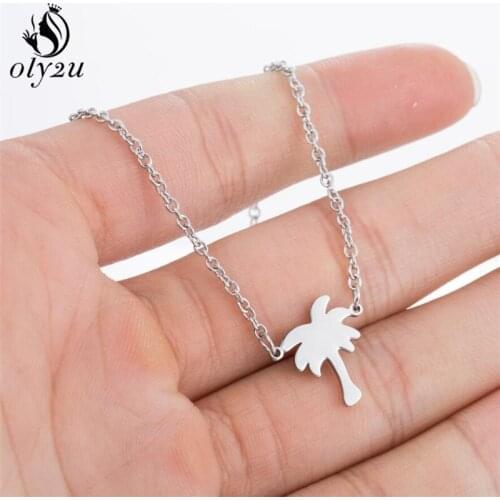 Oly2u New fashion coconut tree trendy jewelry pendant necklace gift for women girl Palm Tree Necklace for Women Wedding Gift