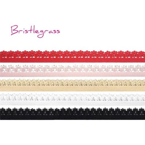 BRISTLEGRASS Wholesale 50 Yard 1/2" 13mm Picot Edge Crown Frilly Lace Trims Elastics Spandex Band Headband Tutu Dress DIY Sewing