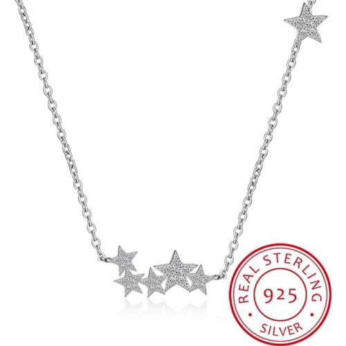 925 Sterling Silver Crystal Stars Necklaces & Pendant Statement Necklace for Women