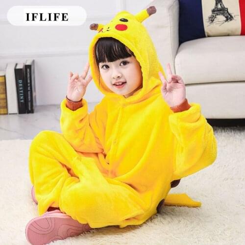 Pijama Infantil Onesie Hooded Kids Animal Cartoon Pajama Cartoon Yellow Children Boy Girl Unisex Pyjama