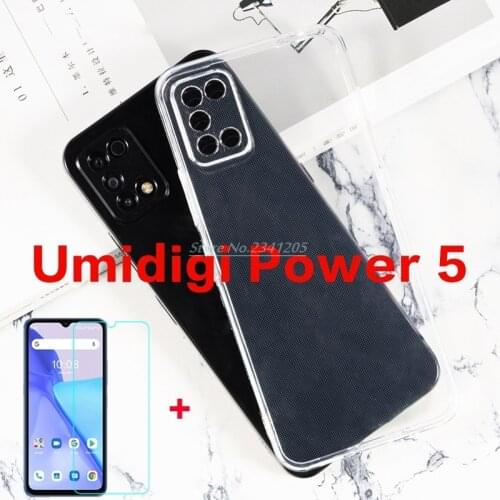 Transparent Phone Case For Umidigi Power 5 Case Silicone Soft Black TPU Case For Umidigi Power 5 Global Power5 Tempered Glass