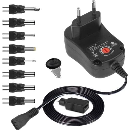 3-12V 12W Adjustable Power Supply with DC USB Tips Multifunction Charger Portable Voltage Regulator Switch Power Adapter
