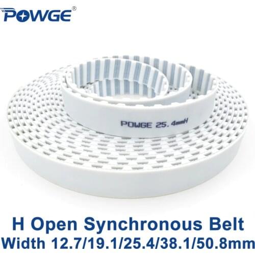 POWGE PU H Open synchronous belt Width 12.7/19.1/25.4/38.1/50.8mm Pitch 12.7mm H timing belt Polyurethane steel H belt pulley