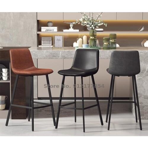 Nordic Light Luxury Iron Art Household Simple Bar Stool High Stool Bar Chair Leisure Cafe Net Red Backrest Dining Chair