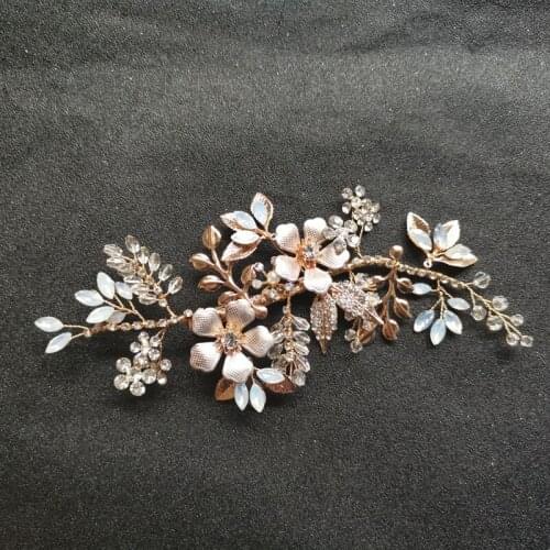 SLBRIDAL Handmade Golden Austrian Crystal Rhinestone Peearls Women Jewelry Wedding Hair Clip Barrettes Bridal Hair accessories