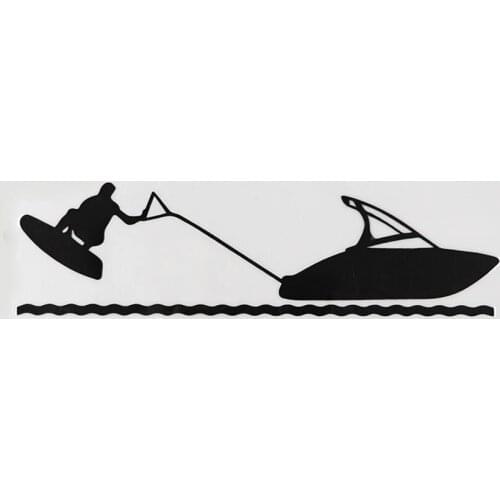 18.2CMX5.1CM Cool Wakeboard Water Skiing Speedboat Vinyl Car Sticker Black/Silver