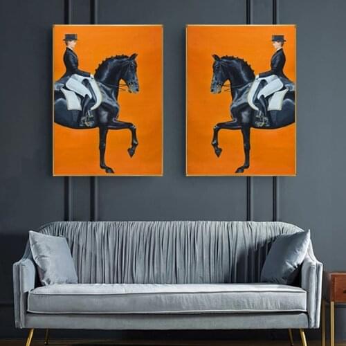 Modern Knight Horse Riding Canvas Painting Posters and Print Nordic Art Wall Pictures for Living Room Decor Funny Home Decor