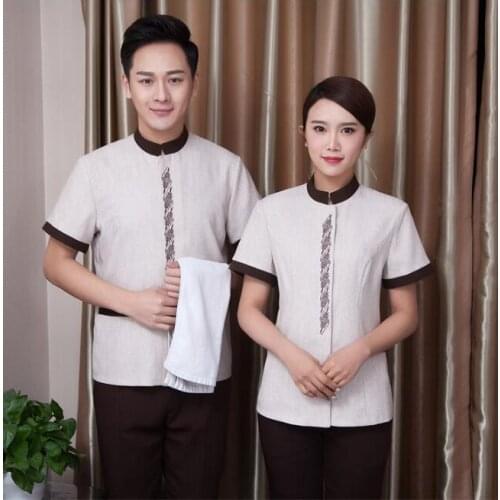 Waiter uniform Short sleeves Cleaning uniform Woman Cleaning service Hotel uniform