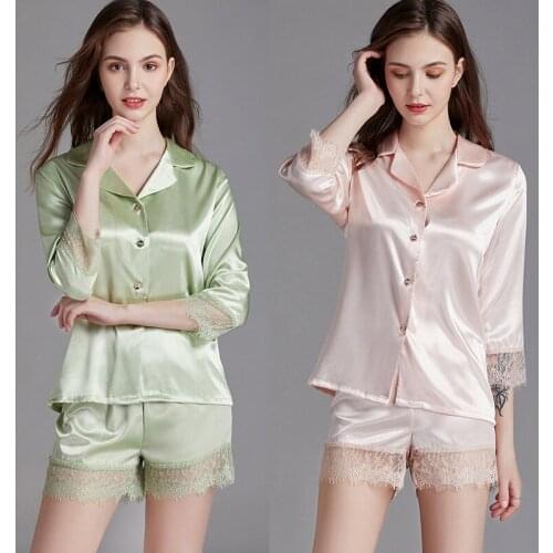 Spring And Summer Pajamas Female Lace Thin Silk Ladies Long Sleeve Suit Spicy Homewear Lounge Negligee Pajamas Sexy Pijama Mujer