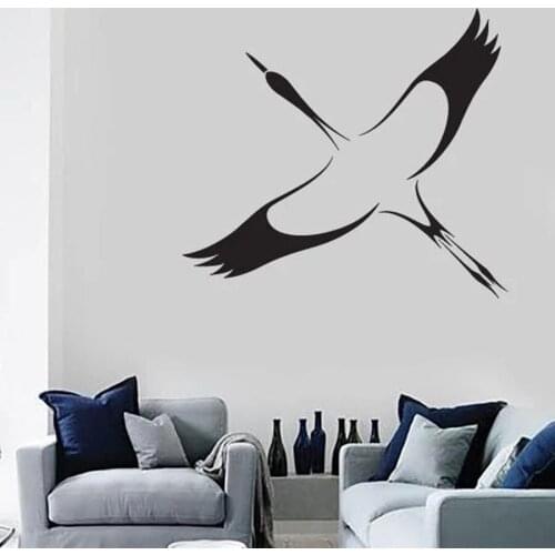 Vinyl Wall Sticker Stork Bird Symbol Good Fortune Long Life Wall Decal Bedroom Living Room Home Decor Art Mural Gift S1393