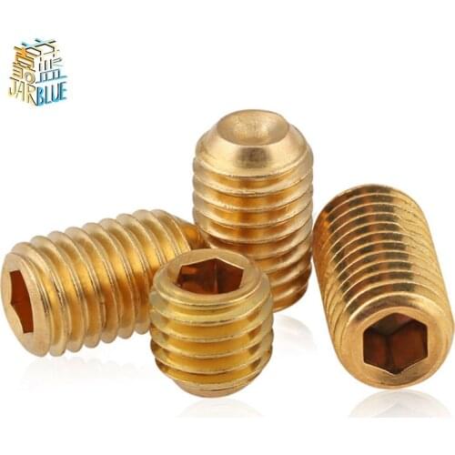 5-50pcs Brass Cup Point Grub Hex Socket Set Screws M3 M4 M5 M6 M8 M10 Brass Allen Head Hex Socket Srews