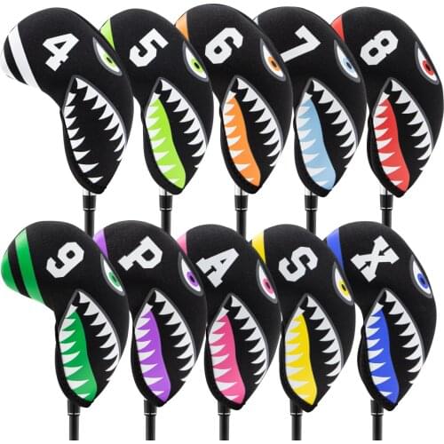 Waterproof Shark Golf Club Iron Cover Golf Iron Head Covers Golf Club Iron Headovers Wedges Covers 10pcs/set