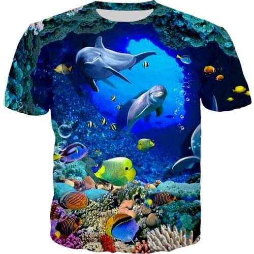 YX Girl 2019 New Fashion Sea World Dolphin Unisex Tshirt Women Men Man Tshirts 3d Printed T-shirt Streetwear 7XL