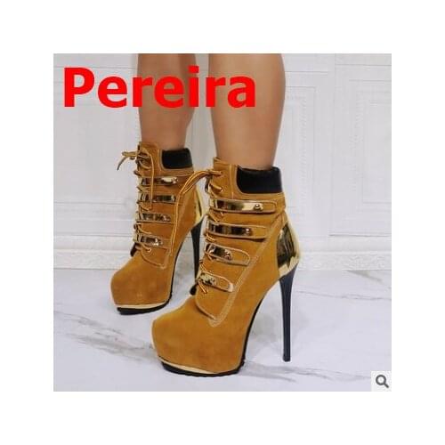 Women Autumn Ankle Boots Sexy High Heels Platform Boots Round Toe Leather Booties Shoes Ladies Party Shoes New 2021 Pereira