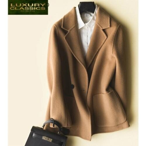 Winter Coat Women Autumn 100% Wool Coats Female Short Casual Sided Woolen Clothes Elegant Ladies Spring Overcoat LWL1333