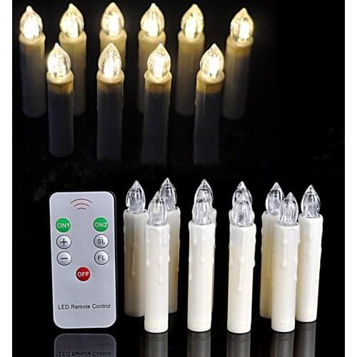 10pcs Warm White Battery Operated LED Candle Light Wireless Remote Control Christmas Party Supplies Wedding Home Decoration