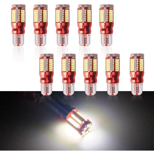 10PCS W5W LED Bulbs Car T10 194 Lights Error-Free Universal White 6000K DC 12V 57SMD Signal Lamps