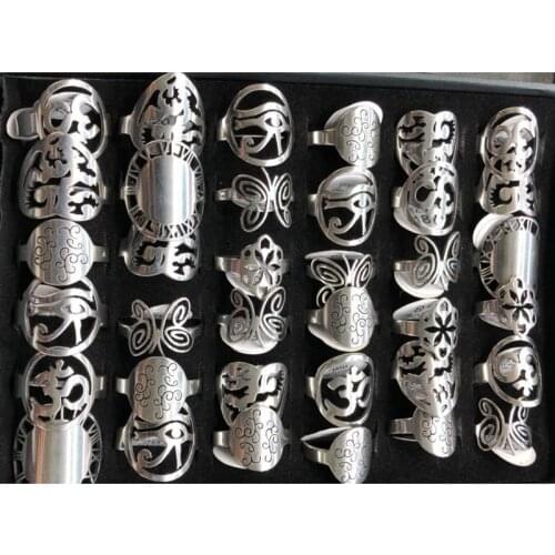 36pcs/lot Silver Color Unibody Design Stainless steel Rings Unique Patterns As Butterfly, Watch Dial, Heart, Etc