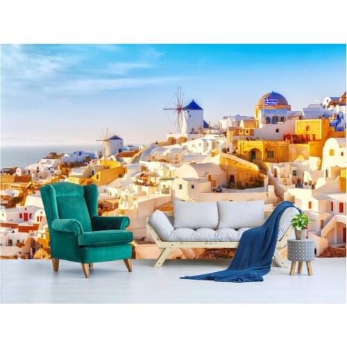 3d wallpaper cloth custom photo Romantic Greek santorini love sea home improvement 3d wall murals wallpaper for living room