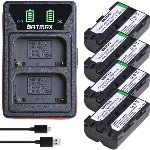 4-Pack NP-FM500H NP FM500H Rechargeable Camera Batteries&Dual USB Charger for Sony A57 A65 A77 A99 A350 A550 A580 A900