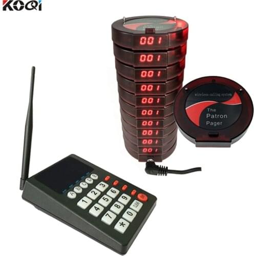 433.92mhz queue wireless calling system waiter buzzer system restaurant server pager number keypad and guest paging