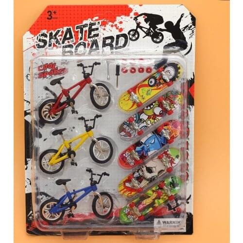 8PCS/Set Mini Fingerboard finger skateboard and bmx bike toy for children kids skate boards scooter FSB fun Novelty bicycle gift