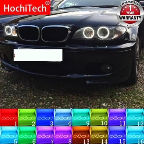 For BMW E46 2004 - 2006 Projector Headlight Accessories Headlight Multi-color RGB LED Angel Eyes Halo Ring Eye RF Remote Control