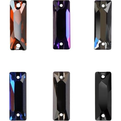 Baguette Luxury Crystal 6A Glass Rhinestone Sewing Stone Rectangle Mix Color Flatback Strass Sew On Rhinestone For Clothes