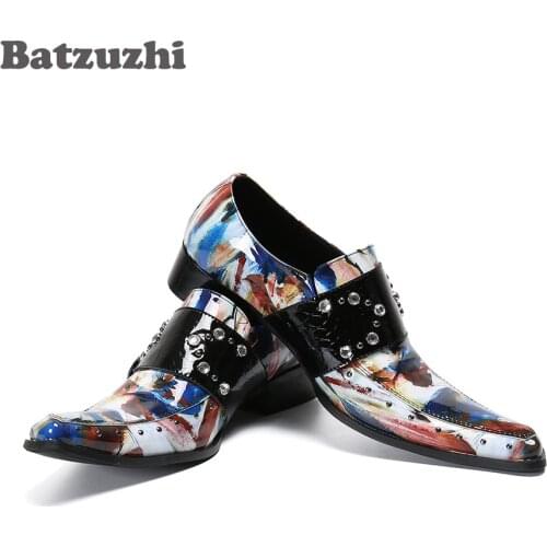 Batzuzhi Formal Leather Dress Shoes Pointed Toe Rock Mens Shoes Buckles Personality Party & Wedding Dress Shoes zapatos de hom