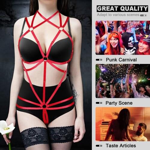 BDSM Sexy Women Chest Harness Corset Set Garter Belts Punk Gothic Suspenders Backless Bra Body Bondage Erotic Lingerie Club Wear