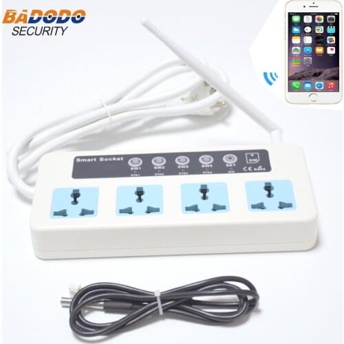 GSM SMS Wireless Remote Control Smart Power Switch Plug socket jack controller 4 Channel Relay With Temperature Sensor