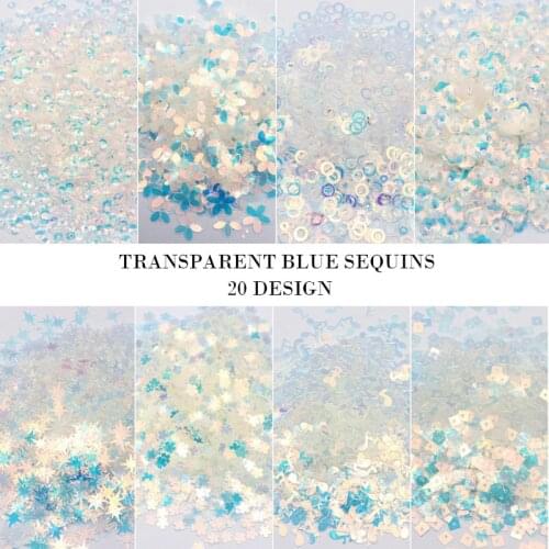 Nail Sequins Transparent Blue Flower Sequin Cup Round Star Paillettes DIY Sewing Wedding Craft Supplies Garments Accessories
